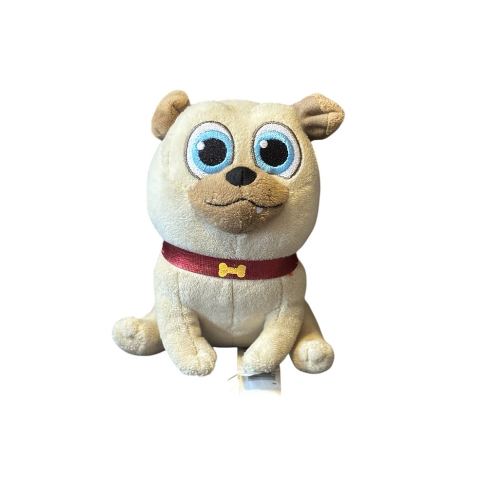 Disney Junior Puppy Dog Pals Rolly Pug Plush Stuffed Animal Red Collar 8.5 Inch